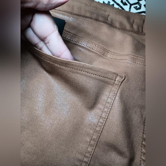 7 for All Mankind High Waist Ankle Skinny in Coated Amber Size 16 - Picture 8 of 14